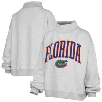 Women's Pressbox Heather Gray Florida Gators Nelson Texture Lingo Mock Neck Fleece Sweatshirt