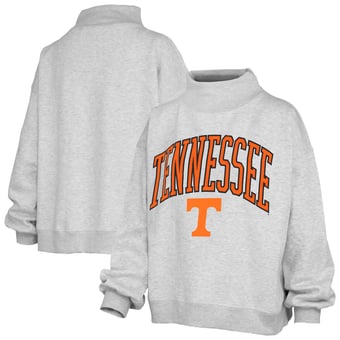 Women's Pressbox Heather Gray Tennessee Volunteers Nelson Texture Lingo Mock Neck Fleece Sweatshirt