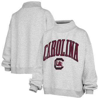 Women's Pressbox Gray South Carolina Gamecocks Nelson Texture Lingo Mock Neck Fleece Sweatshirt