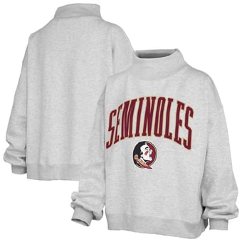 Women's Pressbox Heather Gray Florida State Seminoles Nelson Texture Lingo Mock Neck Fleece Sweatshirt
