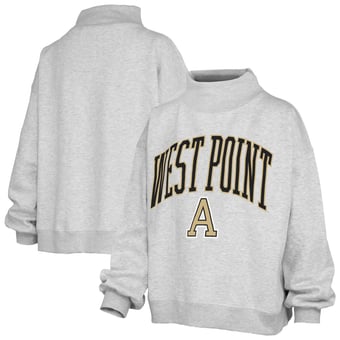 Women's Pressbox Heather Gray Army Black Knights Nelson Texture Lingo Mock Neck Fleece Sweatshirt