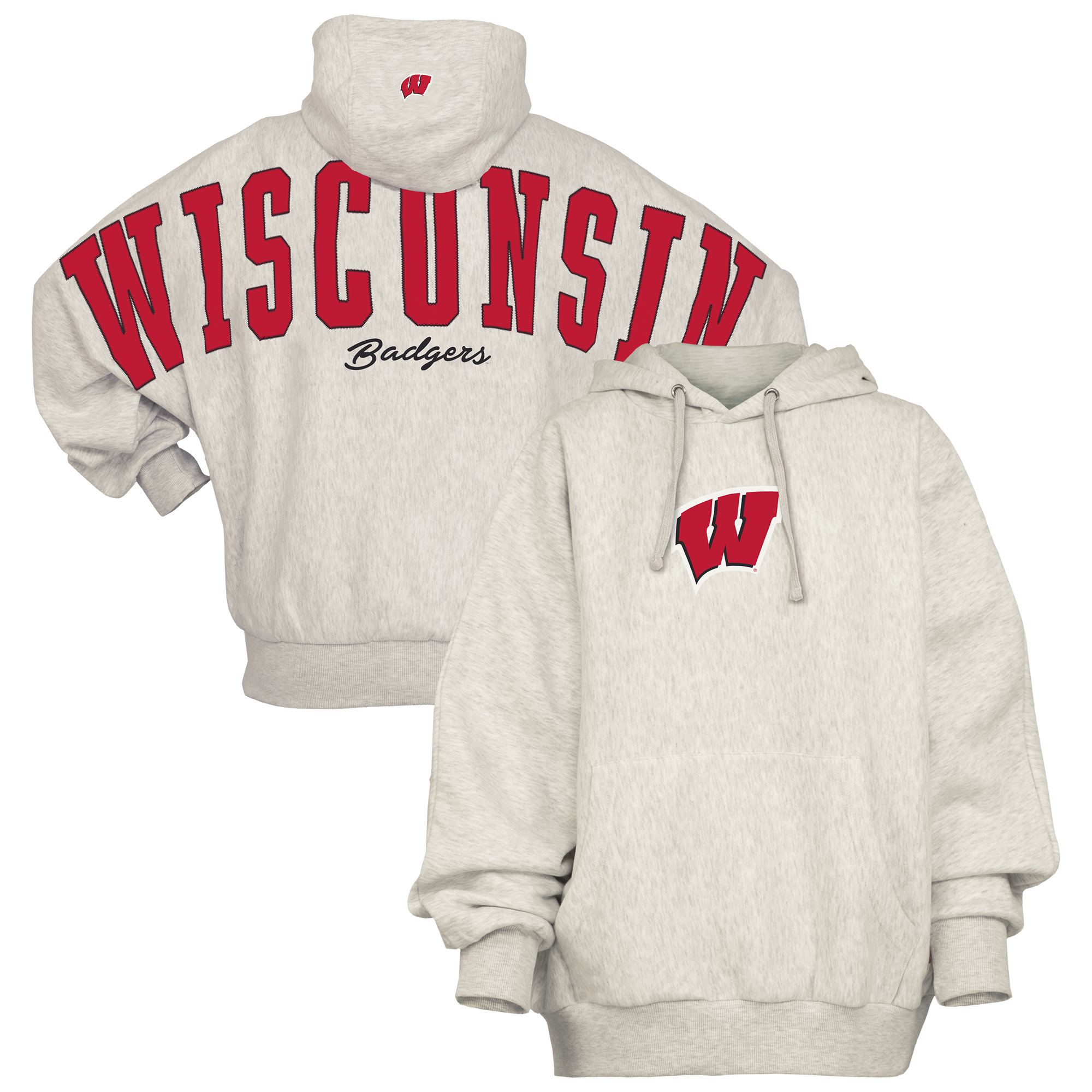 Women's Pressbox Gray Wisconsin Badgers Belvedere Oversized Hoodie