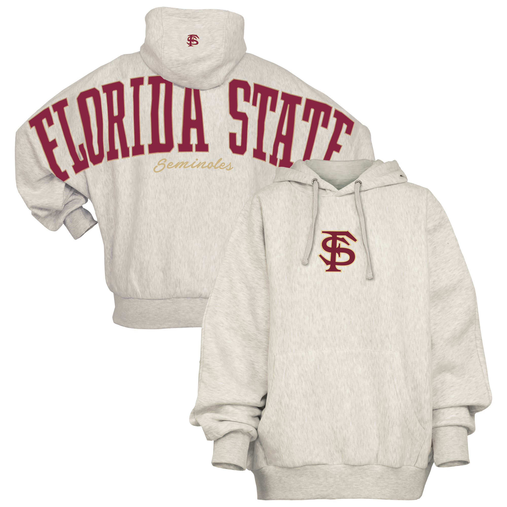 Women's Pressbox Gray Florida State Seminoles Belvedere Oversized Hoodie