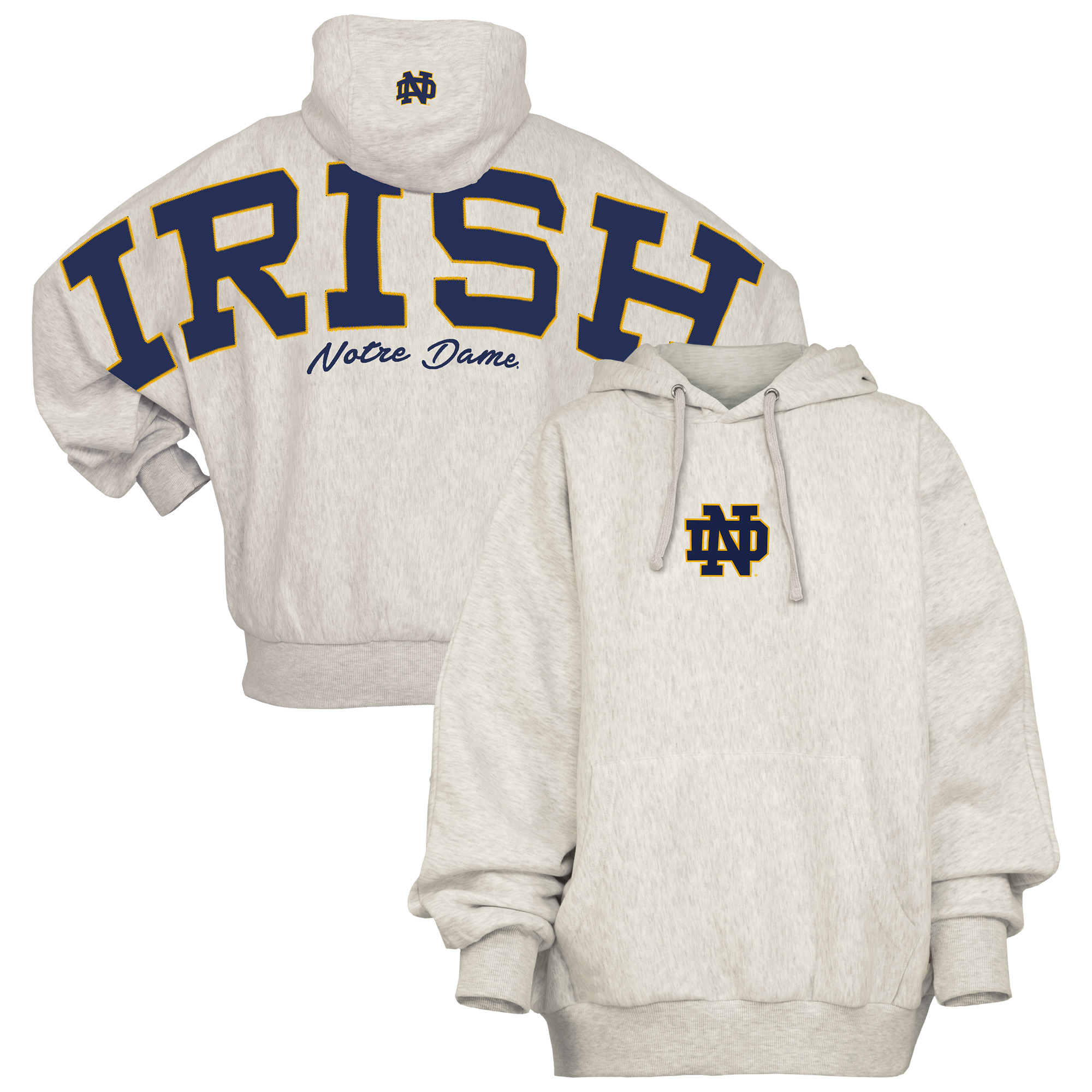 Women's Pressbox Gray Notre Dame Fighting Irish Belvedere Oversized Hoodie