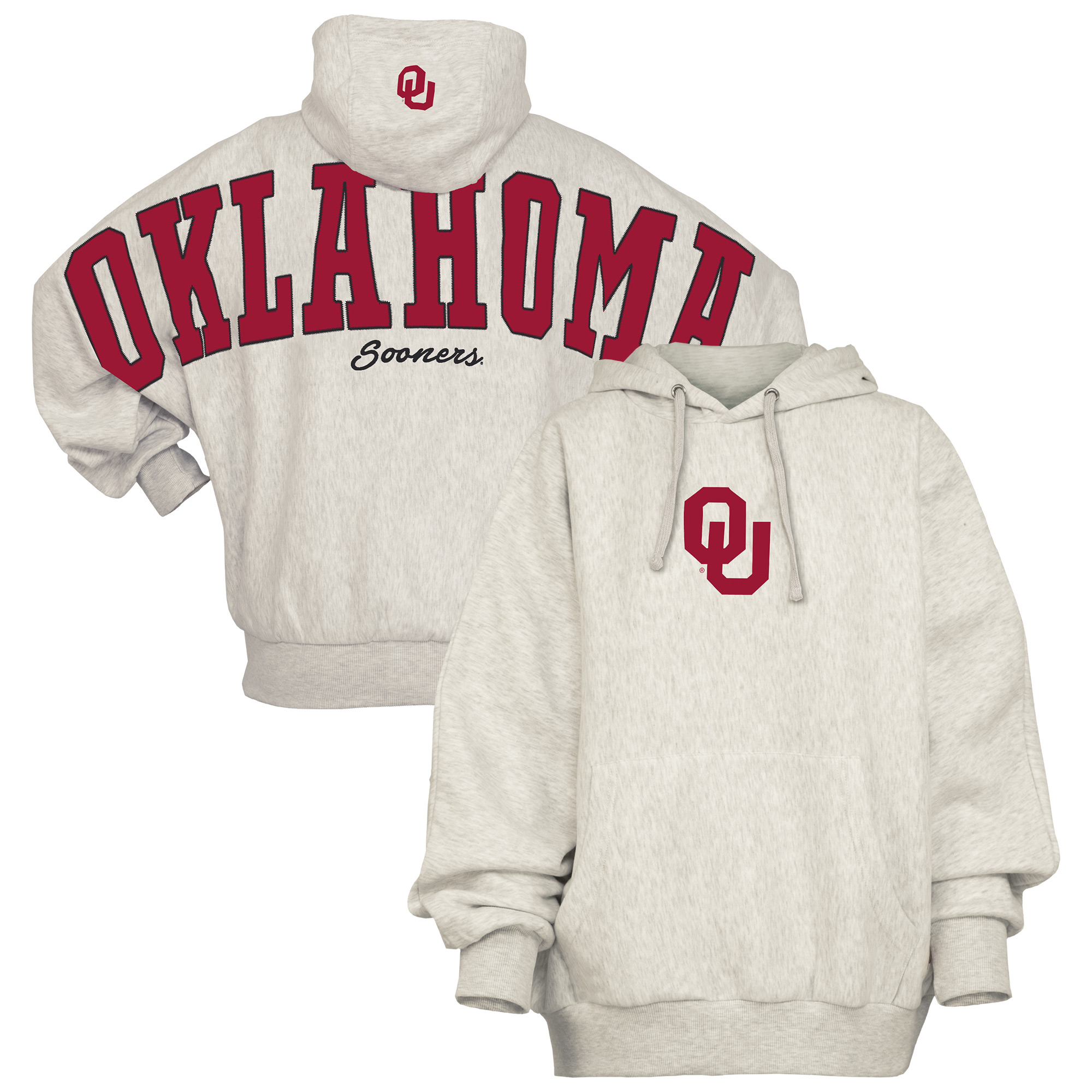 Women's Pressbox Gray Oklahoma Sooners Belvedere Oversized Hoodie
