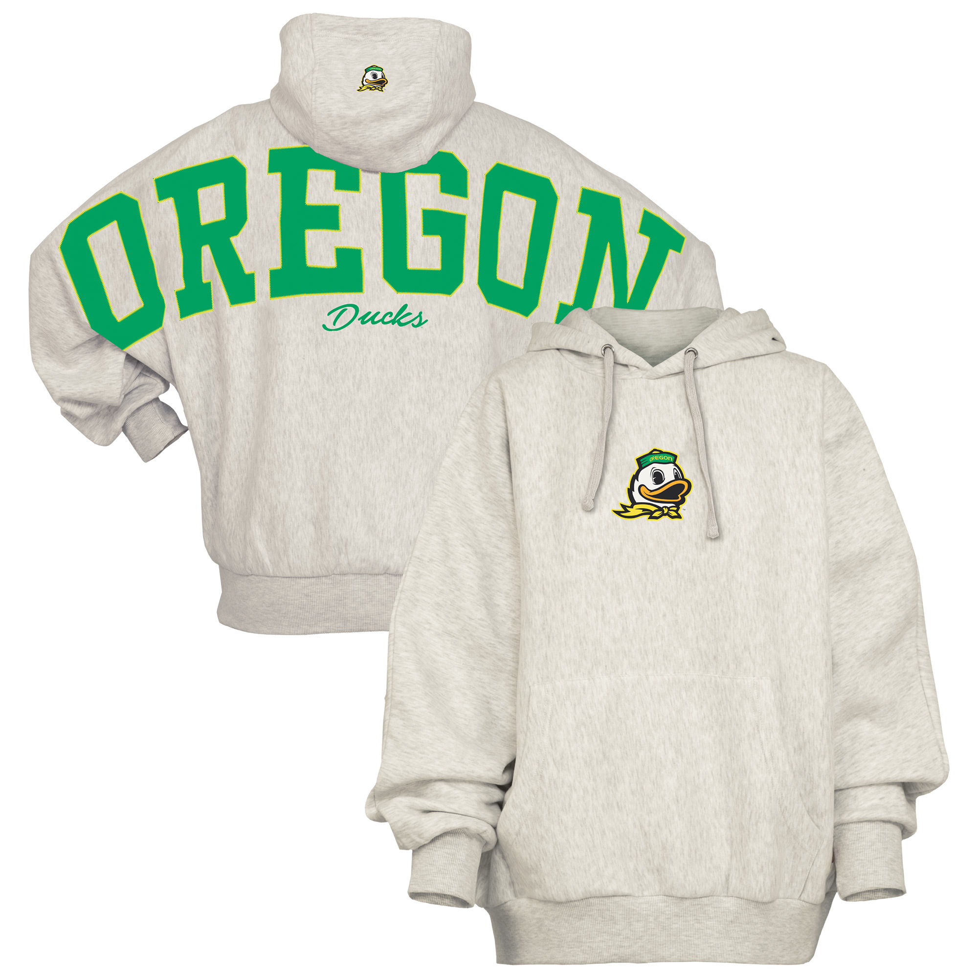 Women's Pressbox Gray Oregon Ducks Belvedere Oversized Hoodie