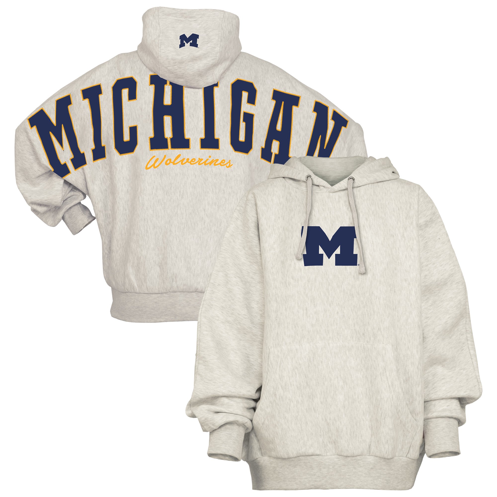Women's Pressbox Gray Michigan Wolverines Belvedere Oversized Hoodie