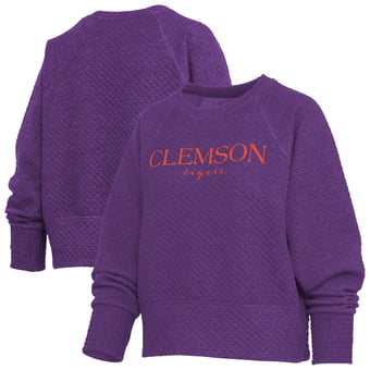 Women's Pressbox Purple Clemson Tigers Champagne Nova Quilted Sweatshirt