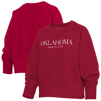 Women's Pressbox Crimson Oklahoma Sooners Champagne Nova Quilted Sweatshirt