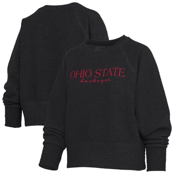 Women's Pressbox Black Ohio State Buckeyes Champagne Nova Quilted Sweatshirt