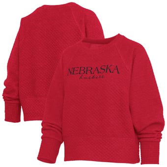 Women's Pressbox Scarlet Nebraska Huskers Champagne Nova Quilted Sweatshirt