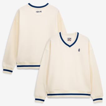 Women's Terez  Cream Chicago Cubs Swizzle V-Neck Sweatshirt