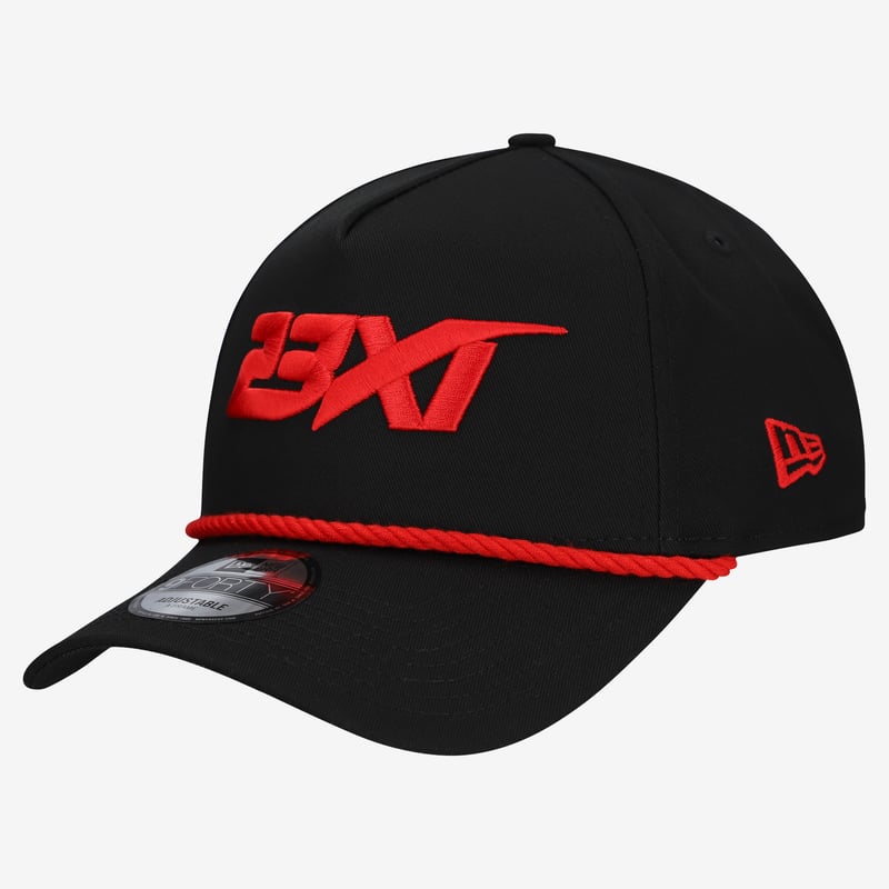 Men's New Era Black 23XI Racing Rope A-Frame 9FORTY Adjustable Hat