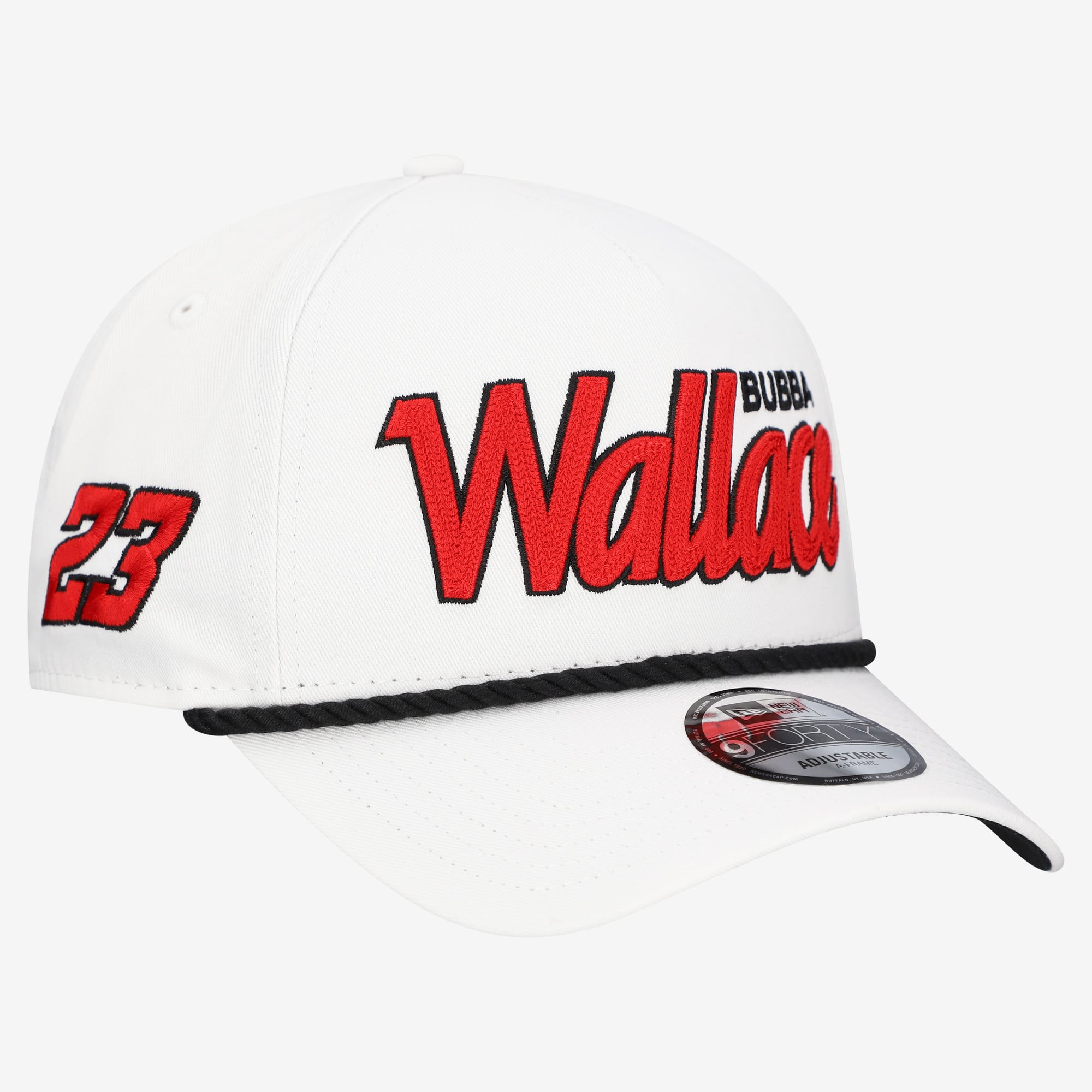 Men’s New Era White Bubba Wallace Chainstitch A-Frame Rope 9FORTY Adjustable Hat