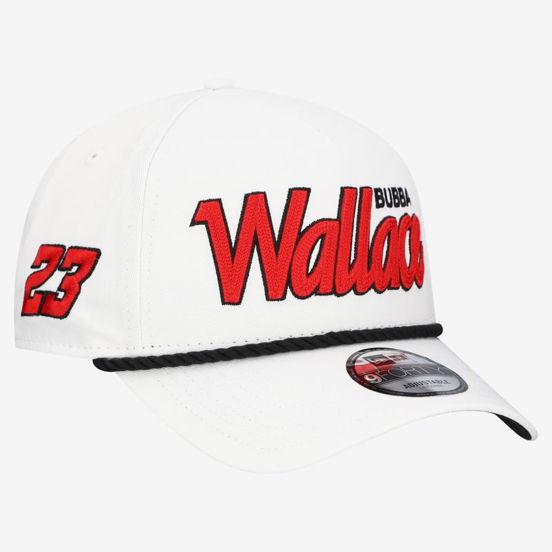 Men's New Era  White Bubba Wallace Chainstitch A-Frame Rope 9FORTY Adjustable Hat