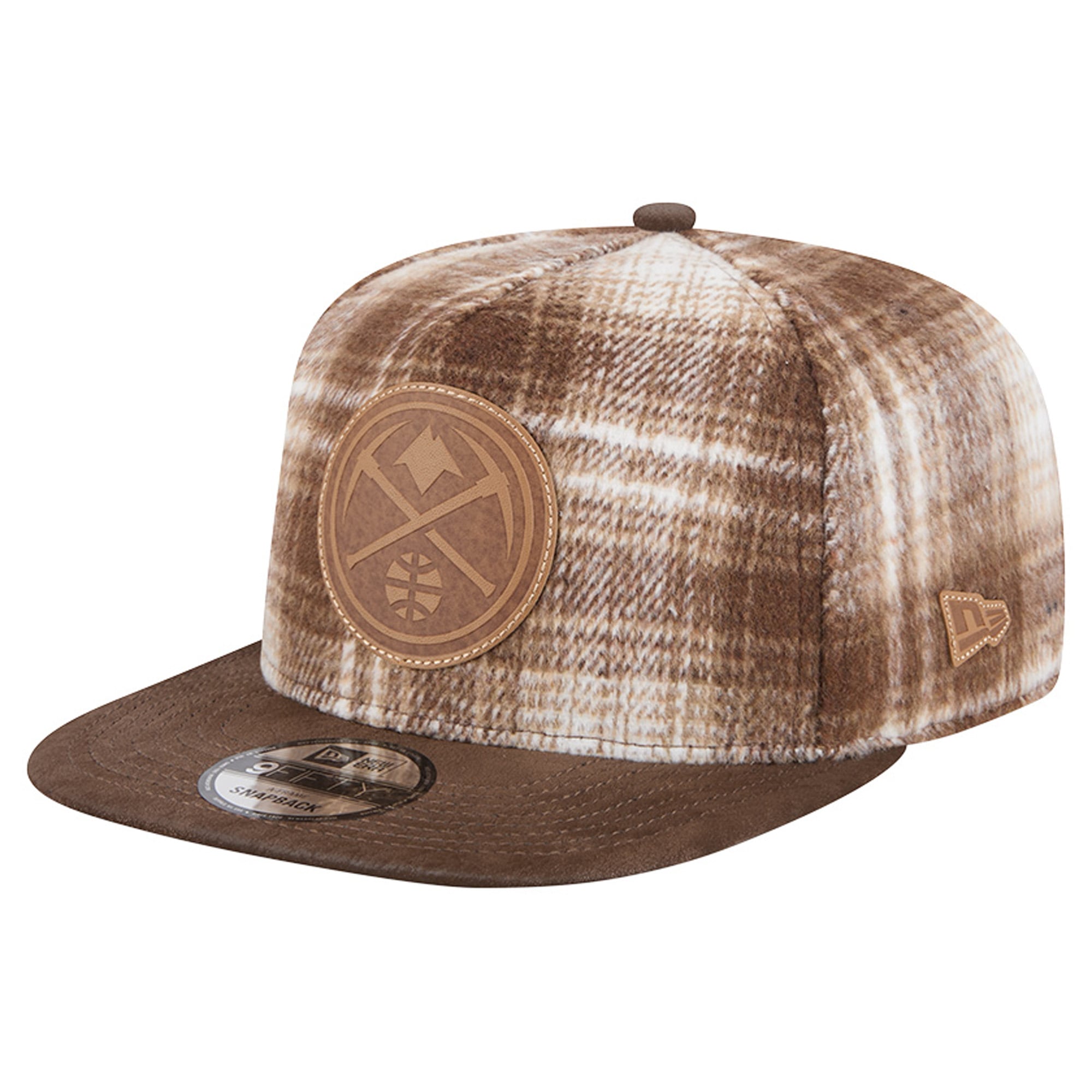 New Era Men's Brown Denver Nuggets Plaid 9FIFTY A-Frame Adjustable Hat - Brown