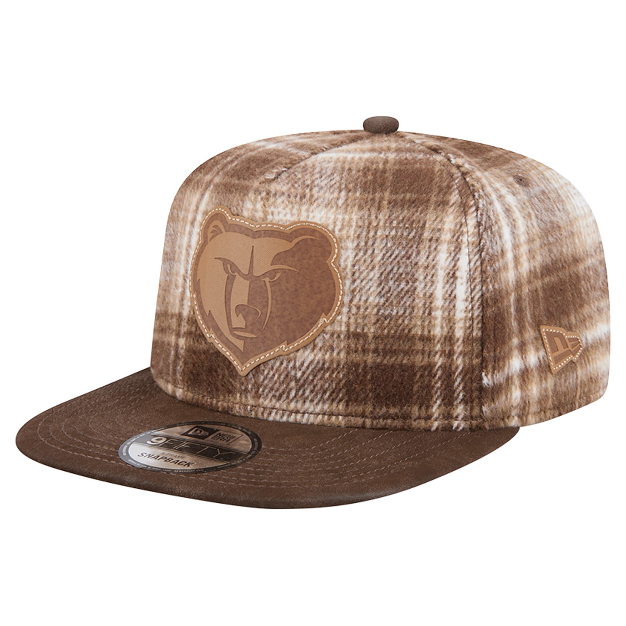 New Era Men's Brown Memphis Grizzlies Plaid 9FIFTY A-Frame Adjustable Hat - Brown