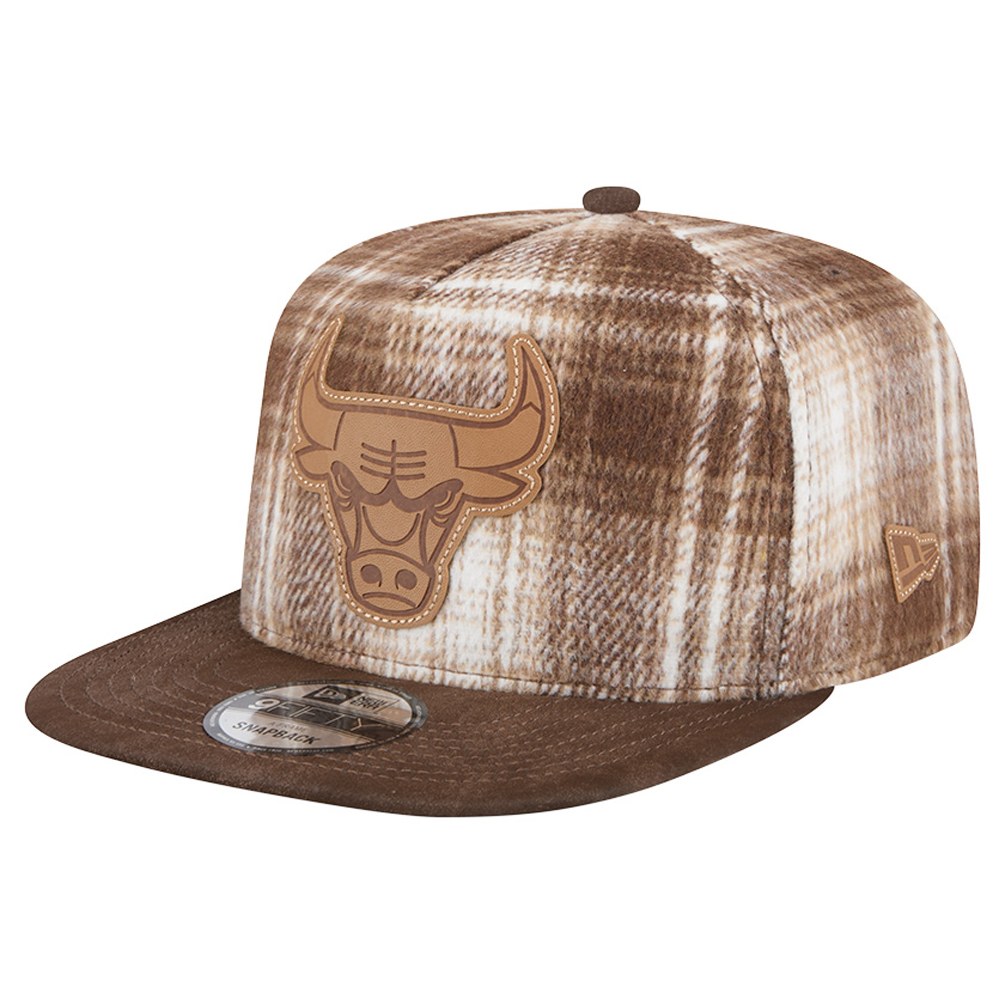 New Era Men's Brown Chicago Bulls Plaid 9FIFTY A-Frame Adjustable Hat - Brown
