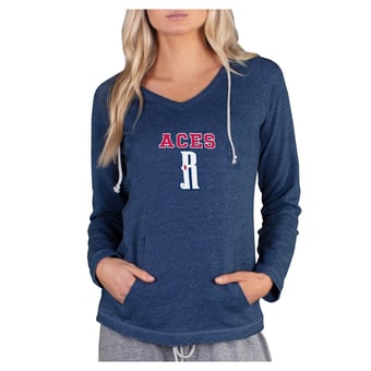 Women's Concepts Sport Navy Reno Aces Mainstream French Terry Tri-Blend V-Neck Hoodie