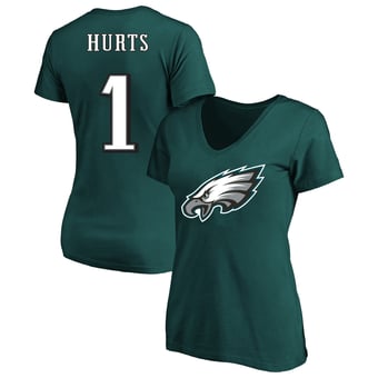 Women's Fanatics Jalen Hurts Midnight Green Philadelphia Eagles Plus Size Name & Number V-Neck T-Shirt