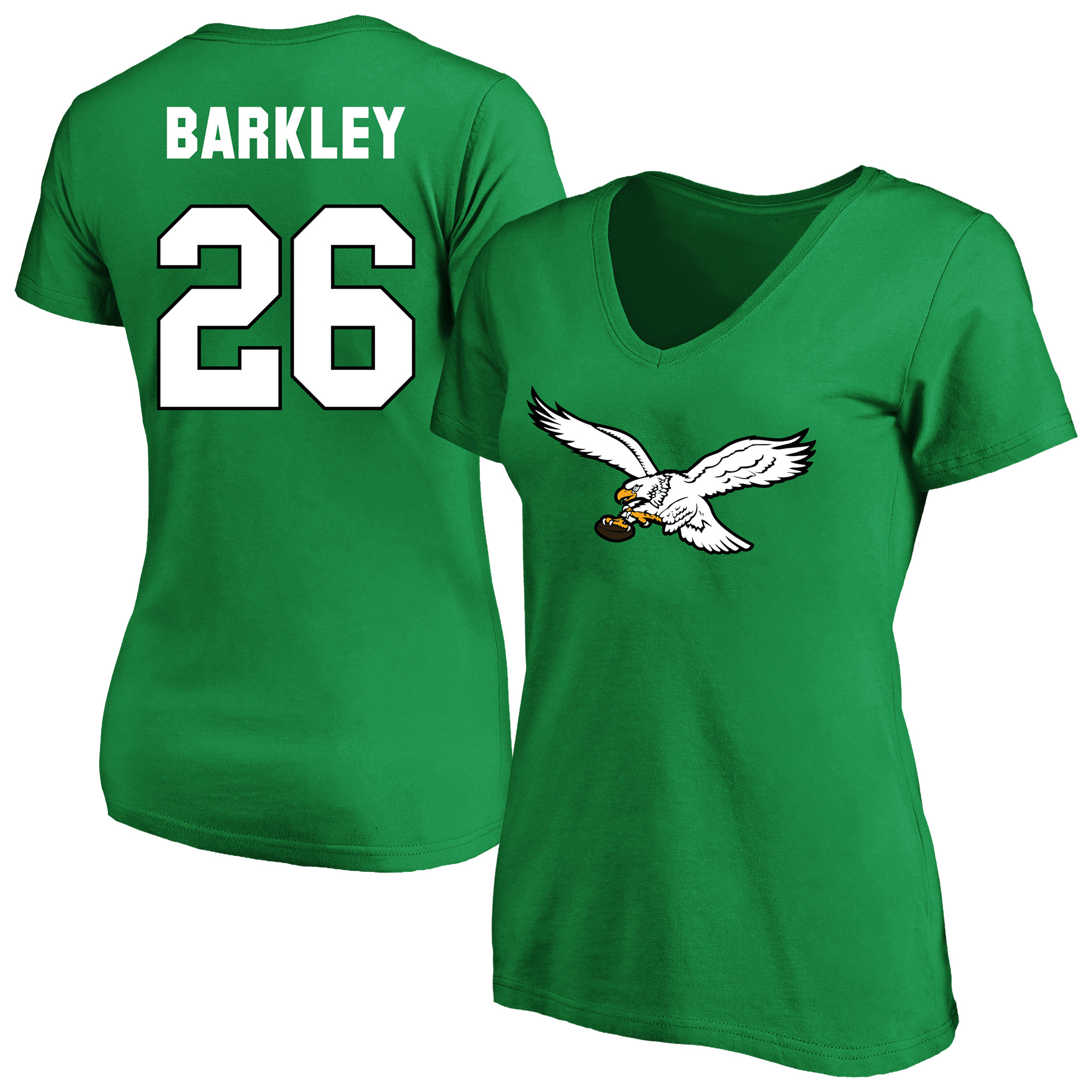 Women's Fanatics Saquon Barkley Kelly Green Philadelphia Eagles Plus Size Name & Number V-Neck T-Shirt
