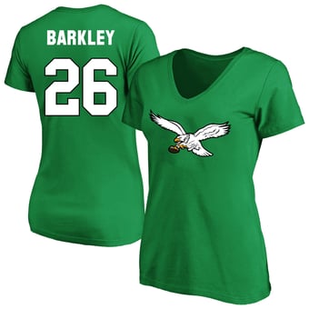 Women's Fanatics Saquon Barkley Kelly Green Philadelphia Eagles Plus Size Name & Number V-Neck T-Shirt