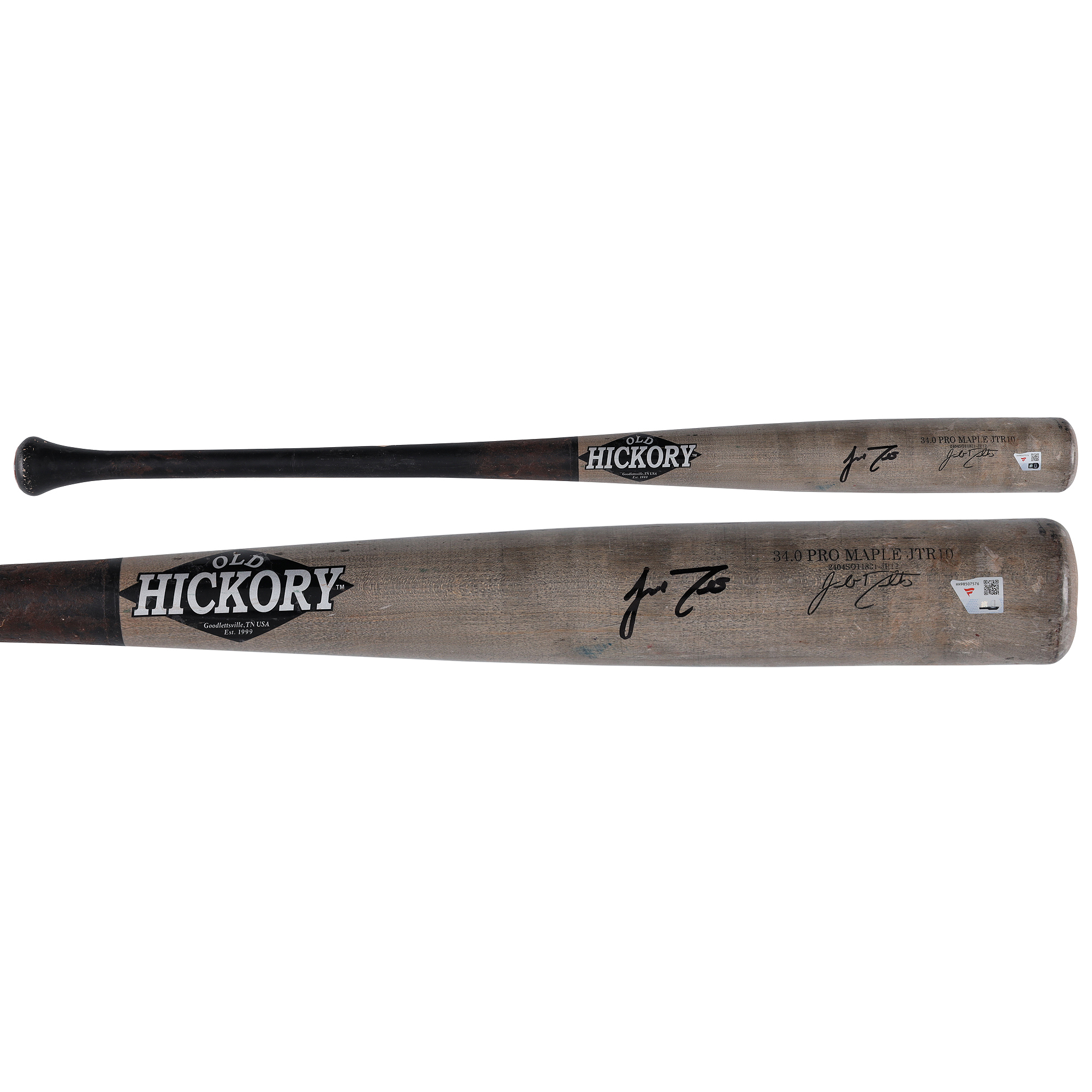 J.T. Realmuto Philadelphia Phillies Autographed Game-Used Gray/Black Old Hickory Broken Bat from the MLB Season