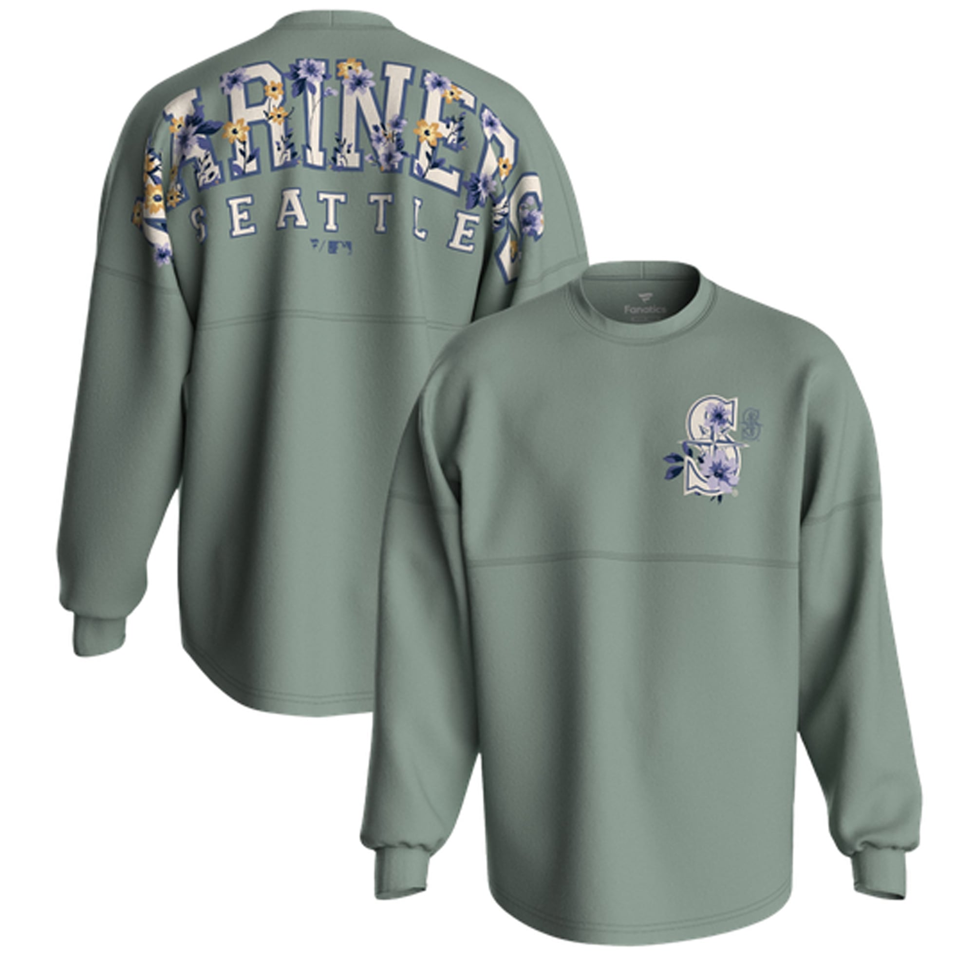 Women's Fanatics  Sage Green Seattle Mariners Floral Spirit Jersey Long Sleeve T-Shirt