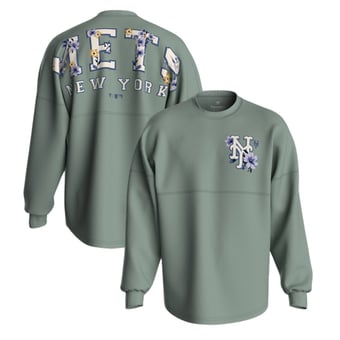 Women's Fanatics  Sage Green New York Mets Floral Spirit Jersey Long Sleeve T-Shirt
