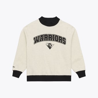 Women's Mitchell & Ness Oatmeal Golden State Warriors Cookies & Cream Ribbed Mock Neck Sweatshirt