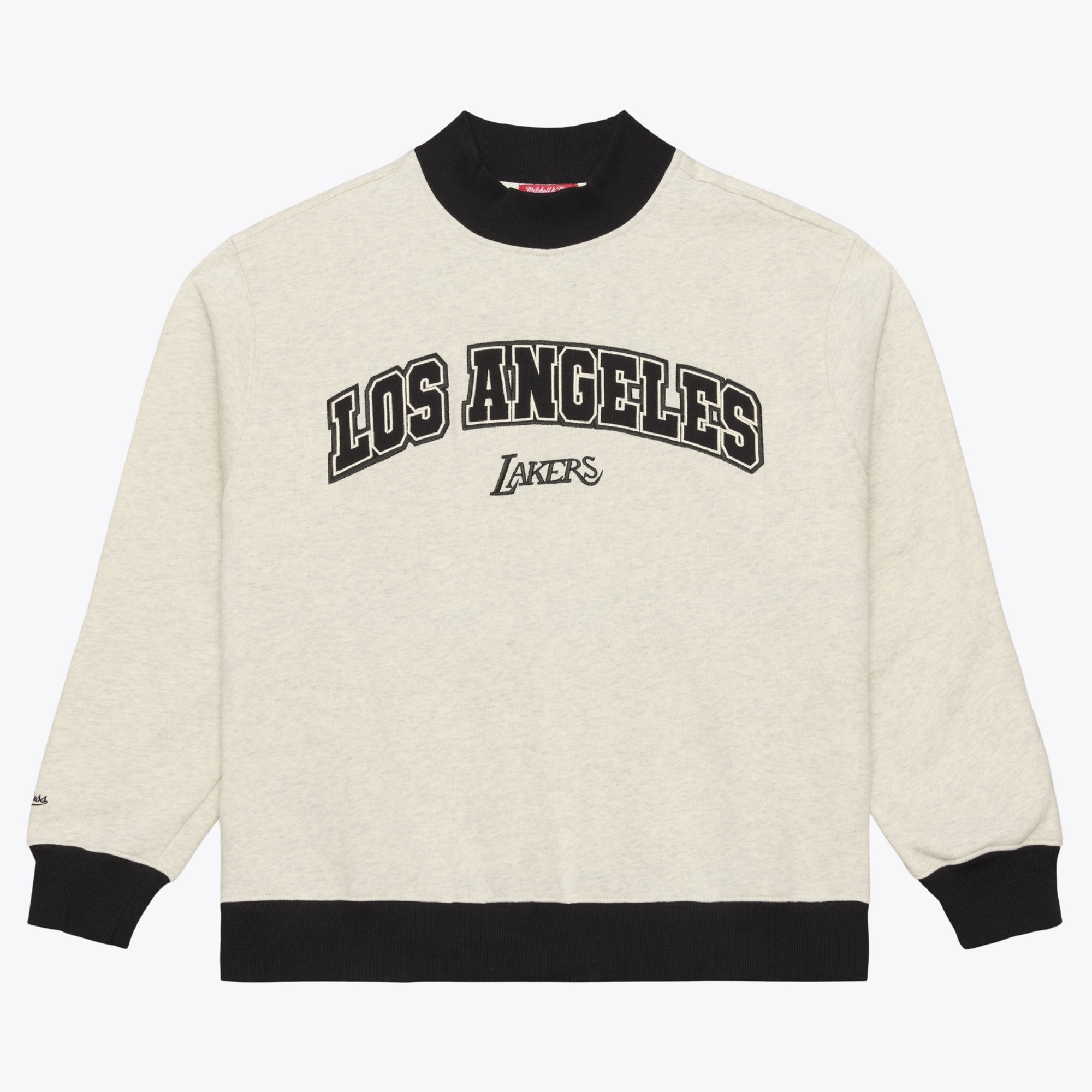Women's Mitchell & Ness Oatmeal Los Angeles Lakers Cookies & Cream Ribbed Mock Neck Sweatshirt