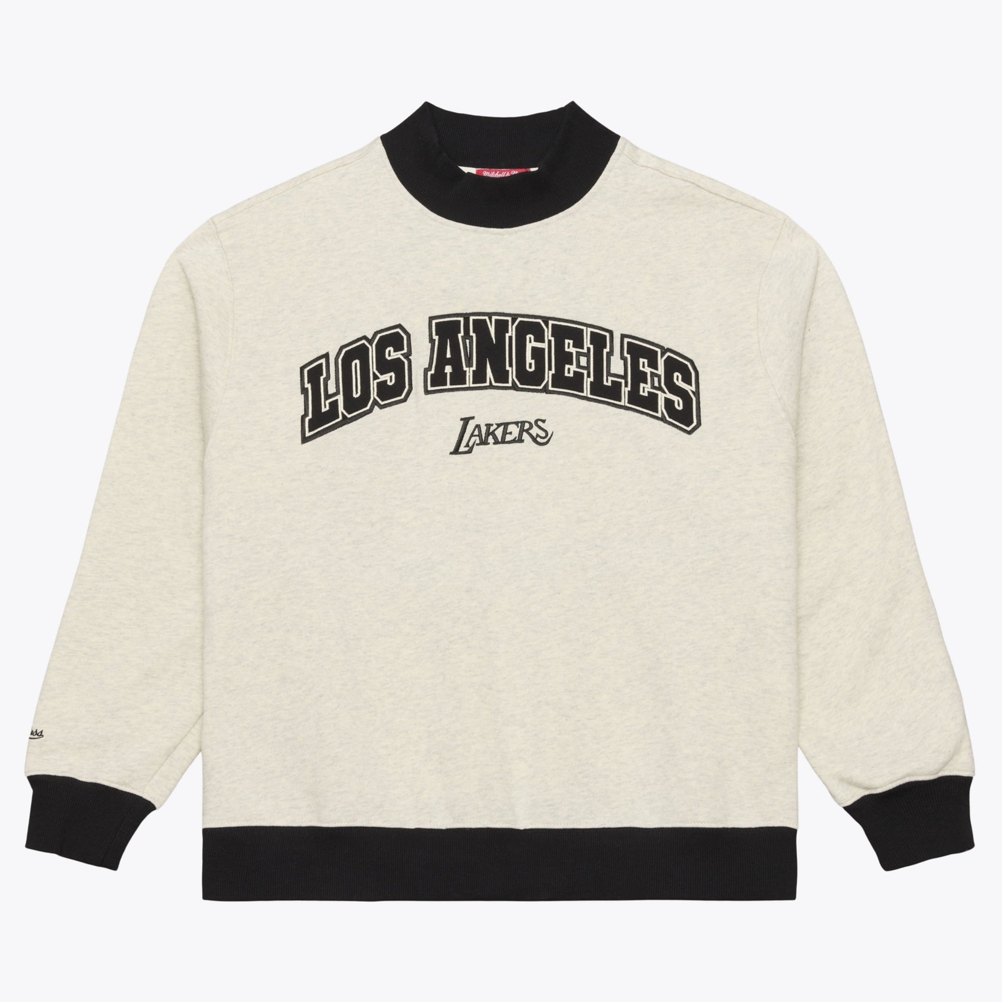 Women's Mitchell & Ness Oatmeal Los Angeles Lakers Cookies & Cream Ribbed Mock Neck Sweatshirt