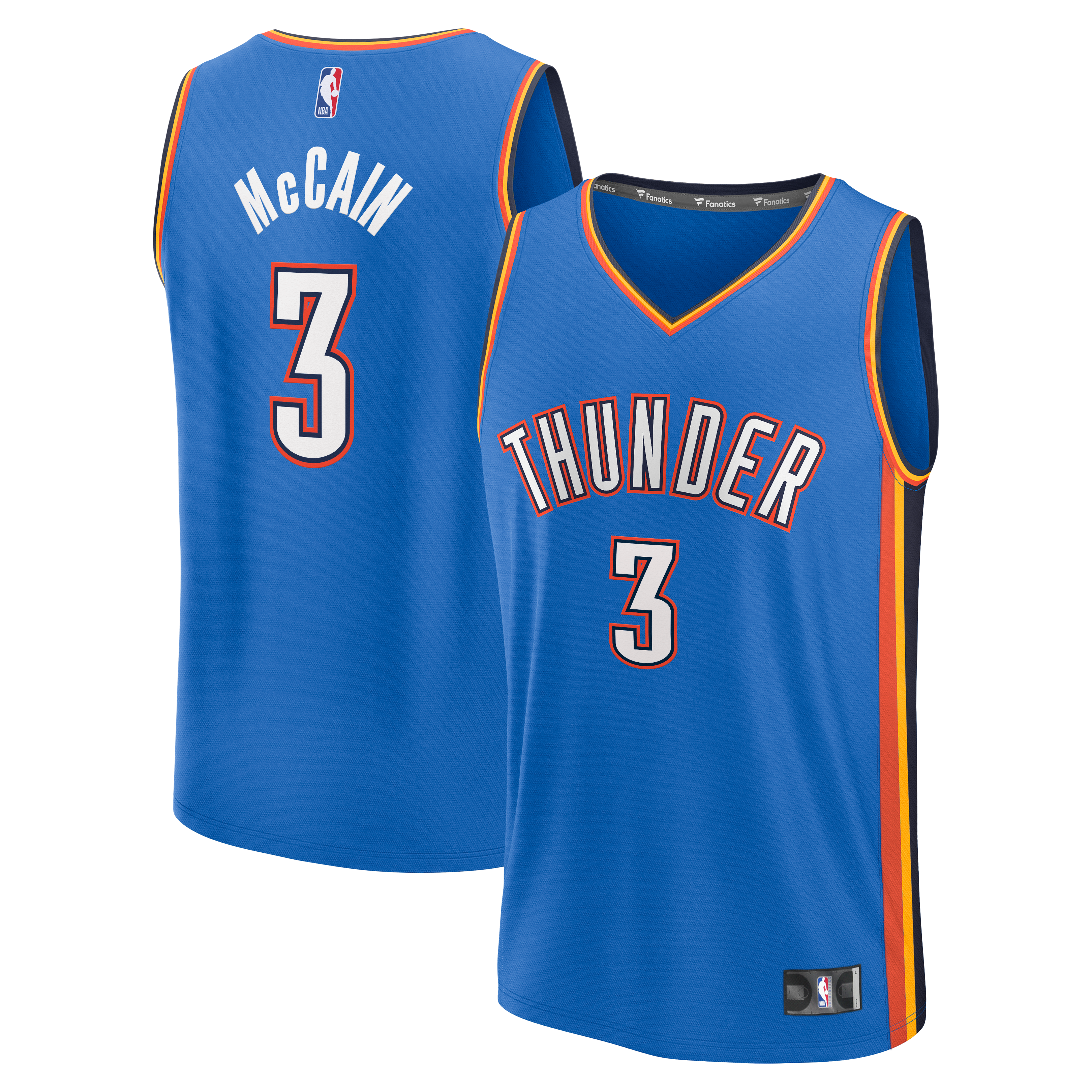 Men's Fanatics Jared McCain Blue Oklahoma City Thunder Fast Break Replica Jersey - Icon Edition