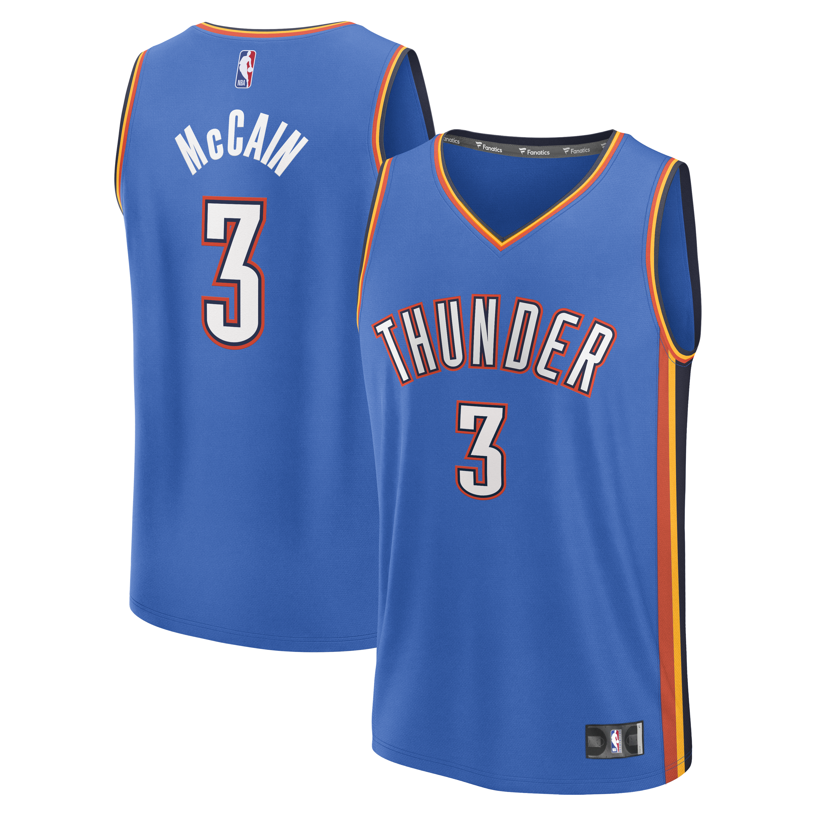 Men's Fanatics Jared McCain Blue Oklahoma City Thunder Fast Break Replica Jersey - Icon Edition