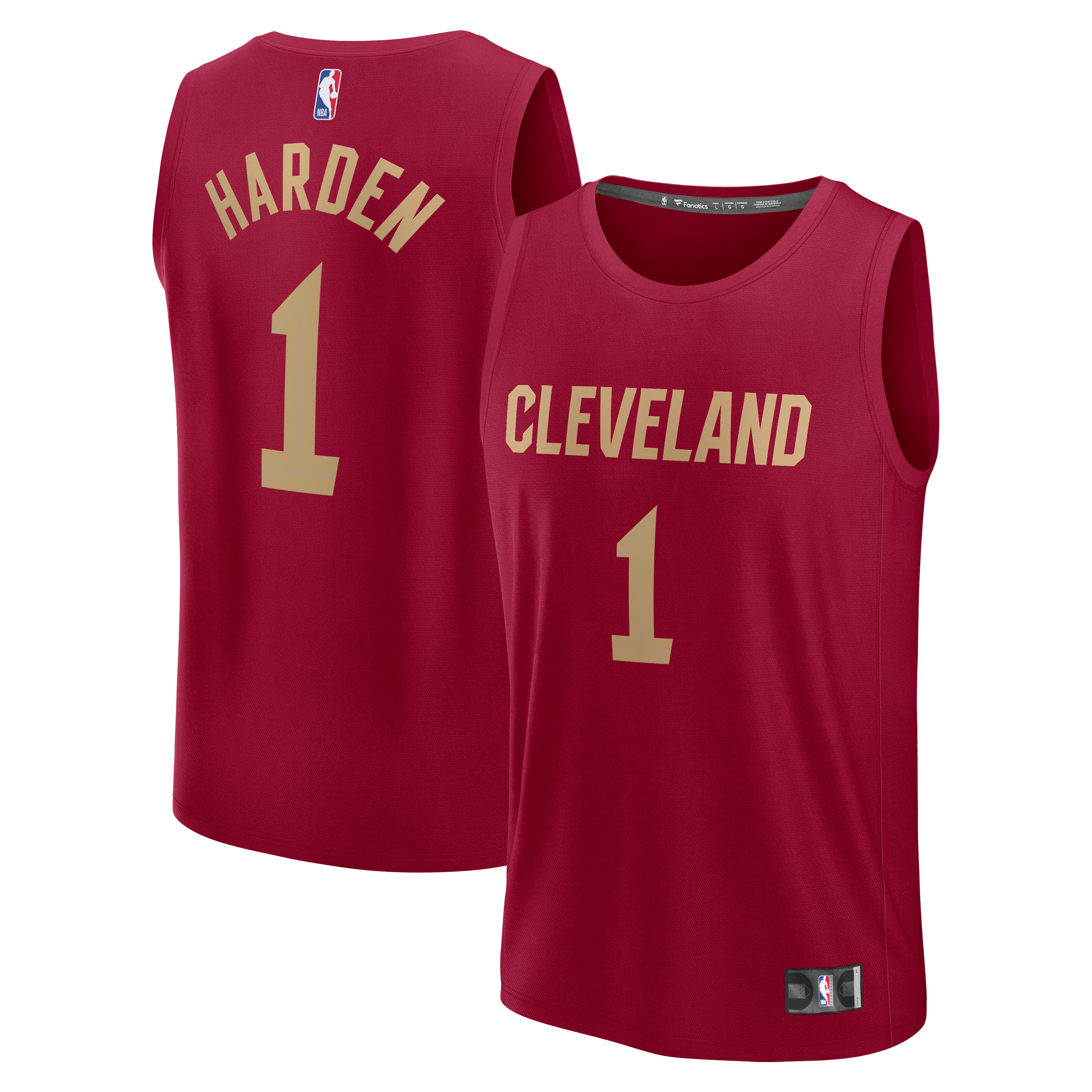 Men's Fanatics James Harden Wine Cleveland Cavaliers Fast Break Replica Jersey - Icon Edition