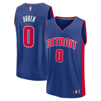 Men's Fanatics Jalen Duren Blue Detroit Pistons Fast Break Replica Jersey - Icon Edition