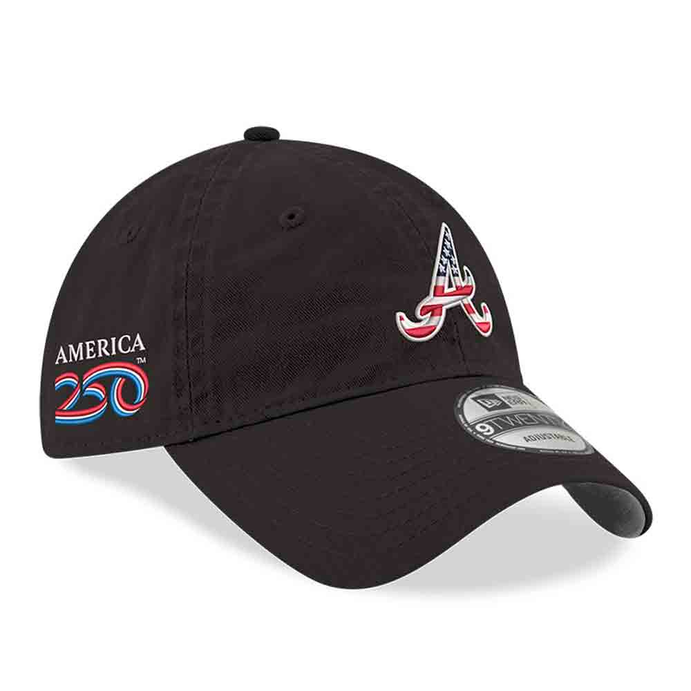 Men's New Era Black Atlanta Braves America 250 9TWENTY Adjustable Hat