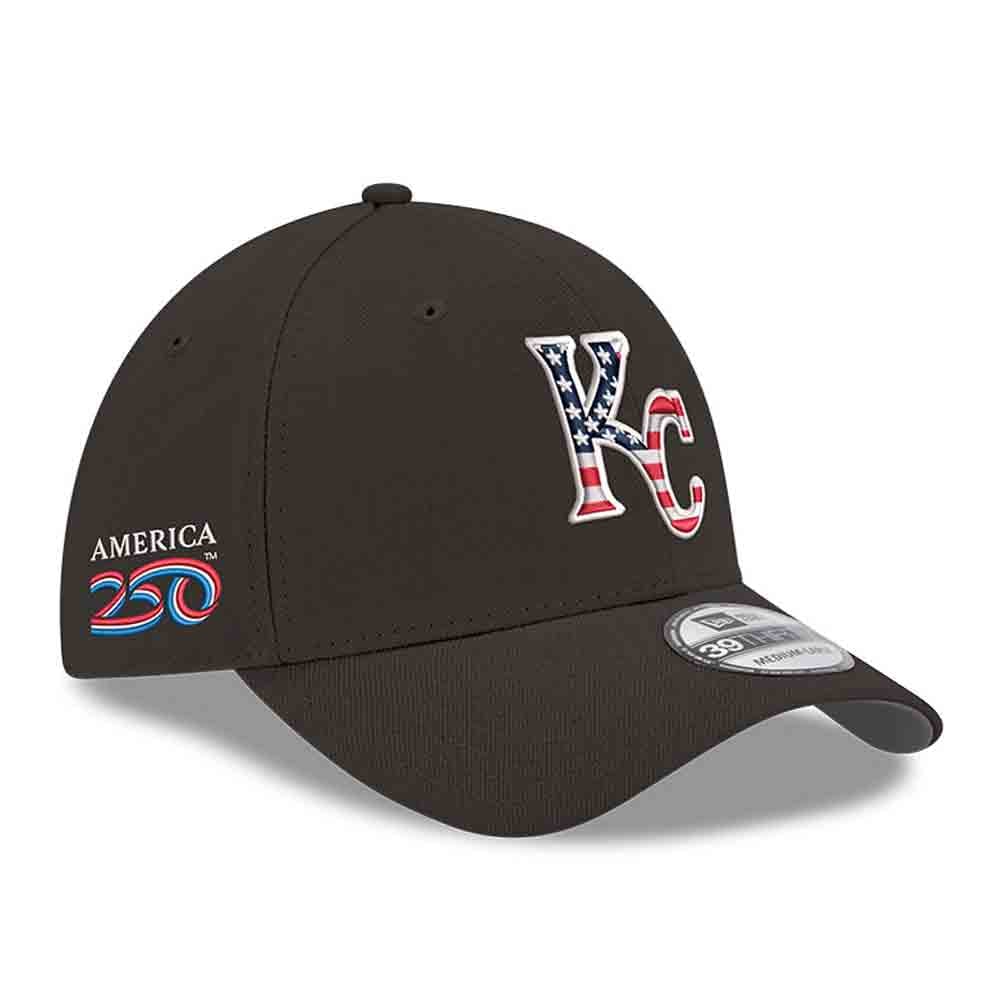 Men's New Era Black Kansas City Royals America 250 39THIRTY Flex Hat