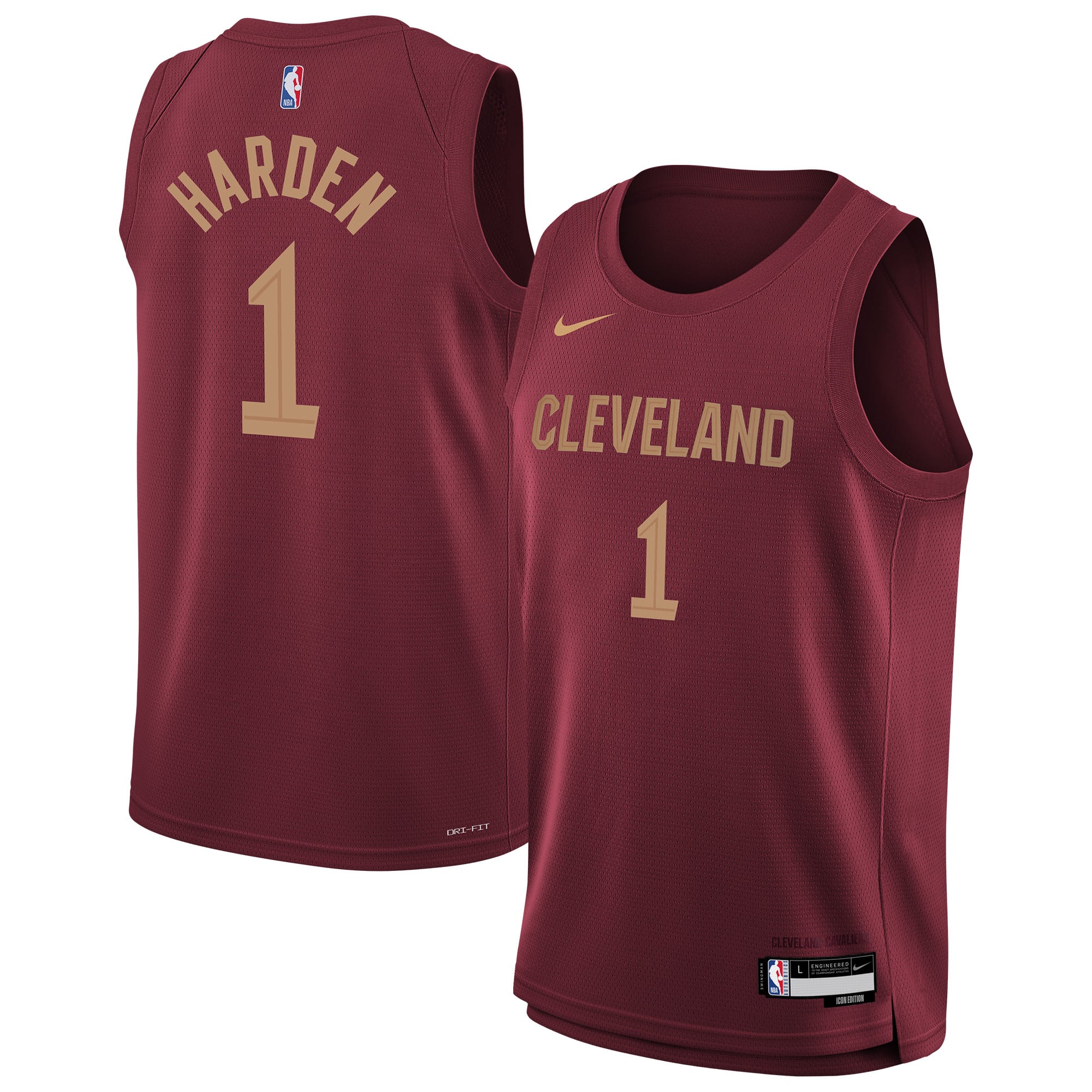 Youth Nike James Harden Wine Cleveland Cavaliers Swingman Jersey - Icon Edition