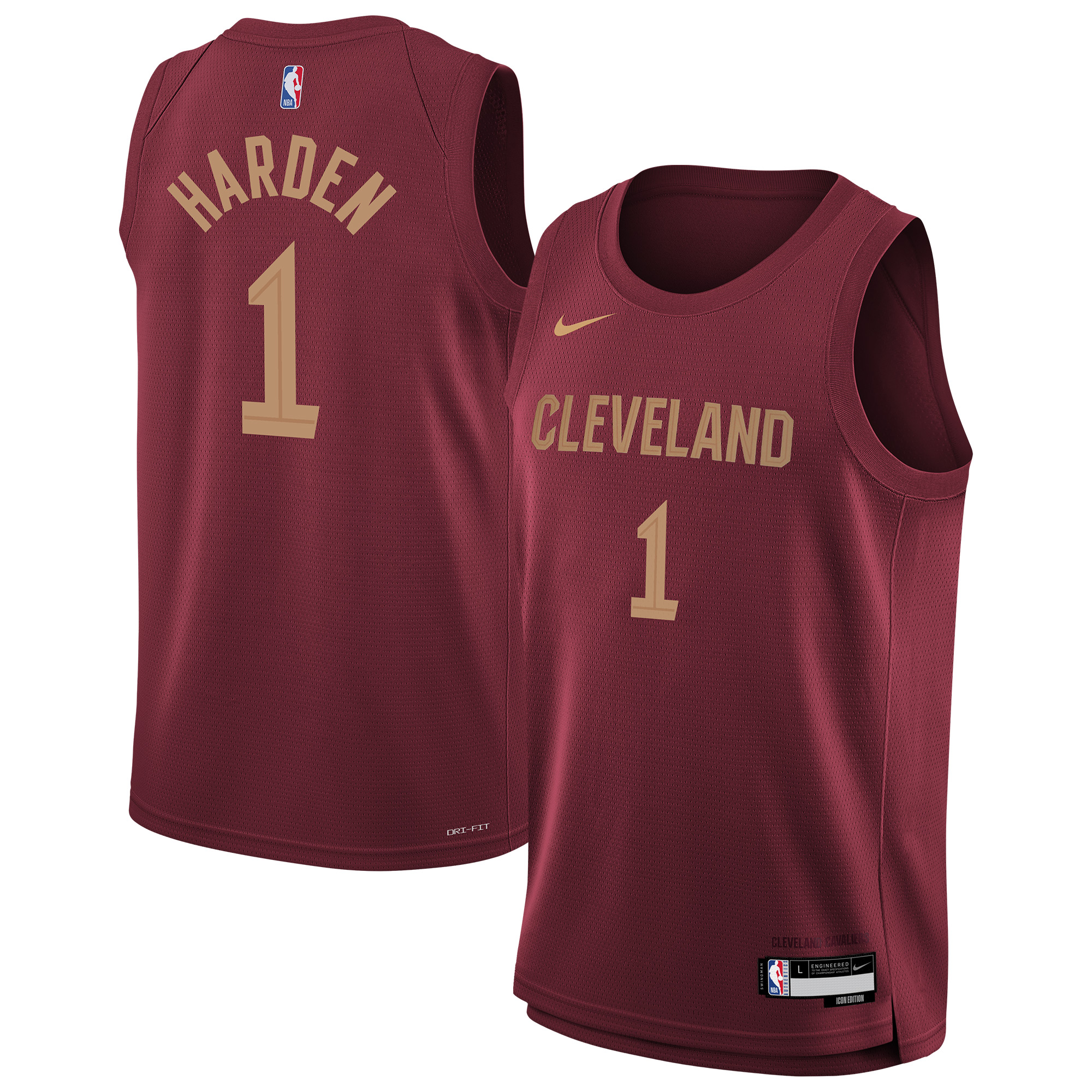 Youth Nike James Harden Wine Cleveland Cavaliers Swingman Jersey - Icon Edition