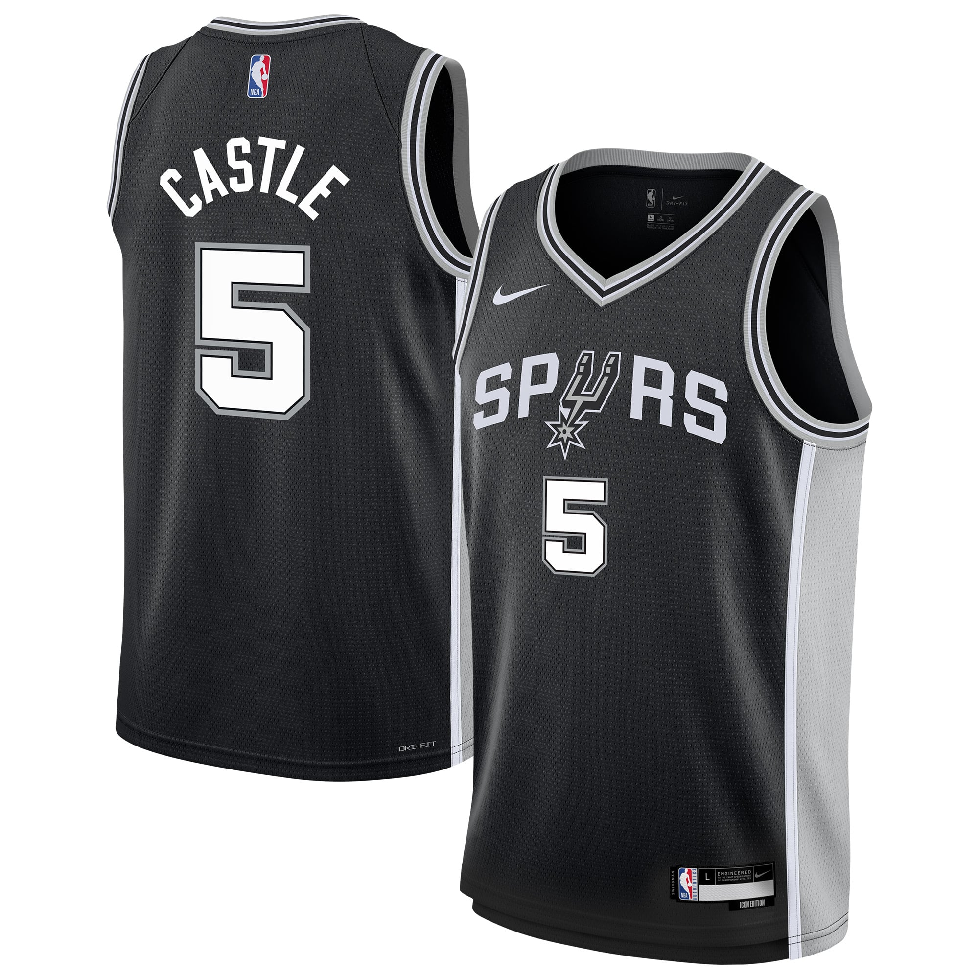 Youth Nike Stephon Castle Black San Antonio Spurs Swingman Jersey - Icon Edition