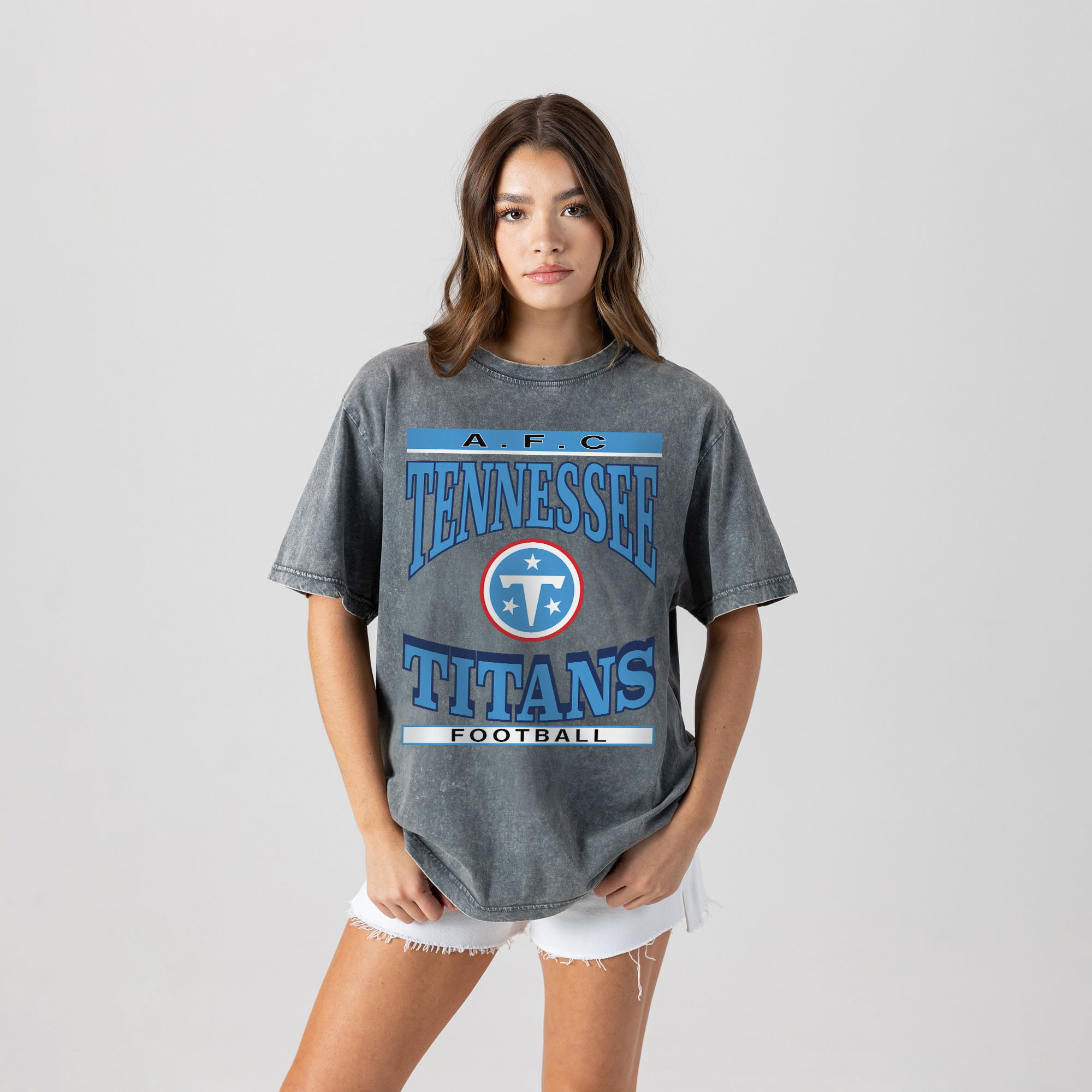 Women's Gameday Couture Gray Tennessee Titans Classic Grind Snow Wash Relaxed Fit T-Shirt