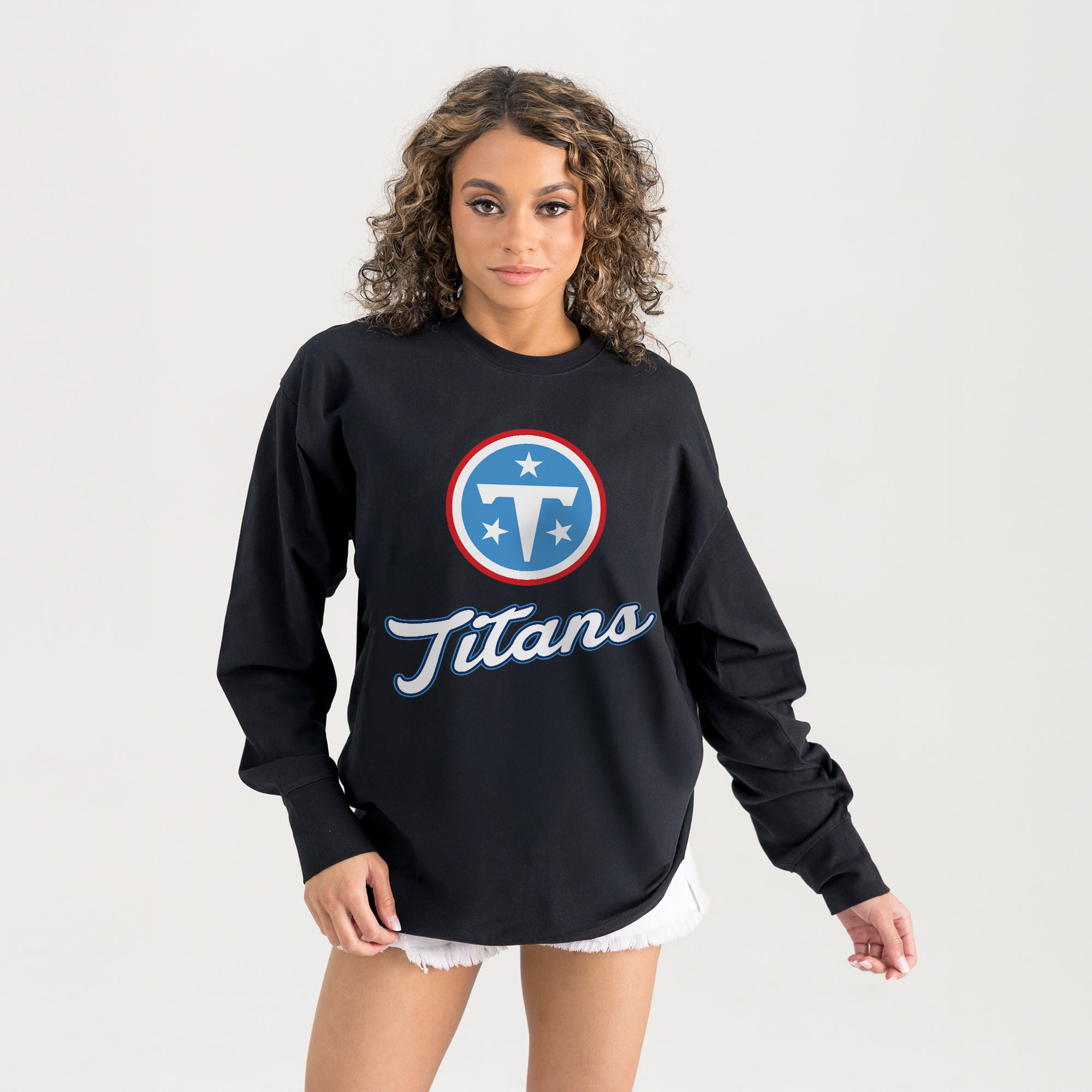 Women's Gameday Couture Black Tennessee Titans Honor Roll Oversized Long Sleeve T-Shirt