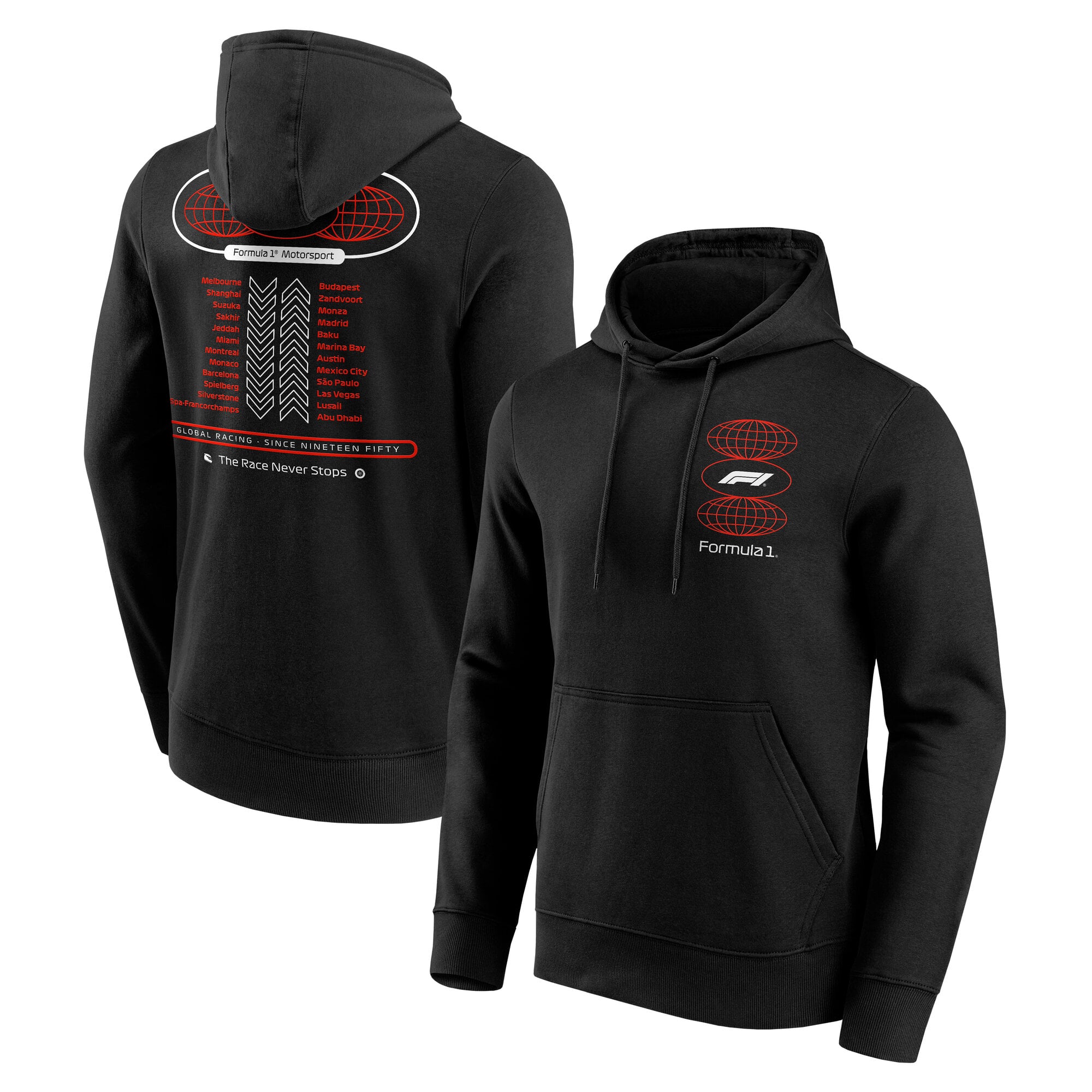 Sweat à capuche graphique Formula 1 Tour - Noir - Unisexe