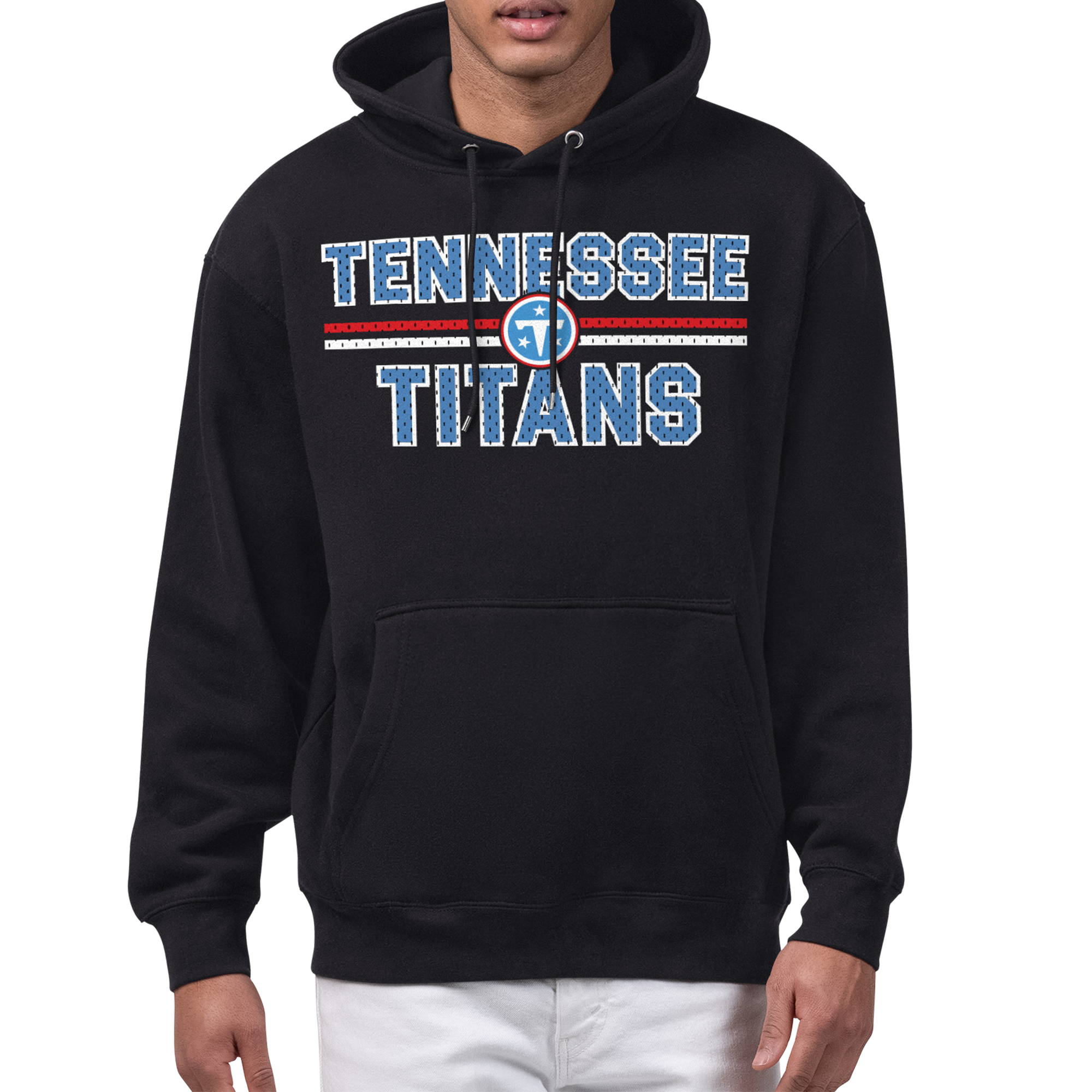Men's Starter Black Tennessee Titans Mesh Graphic Fleece Hoodie