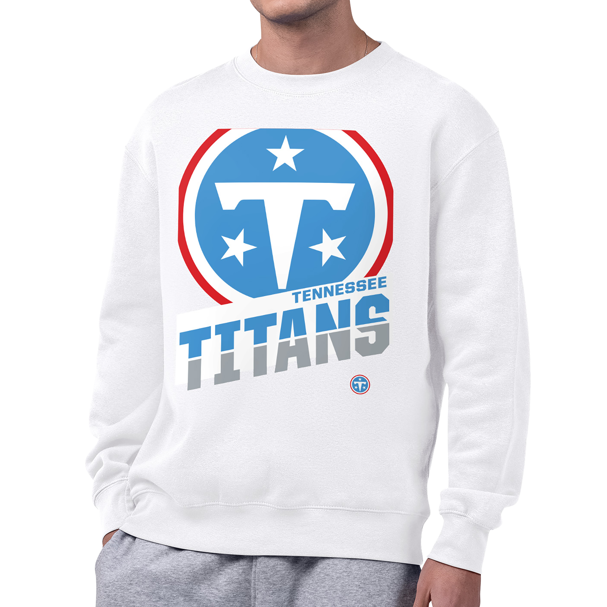 Men's Starter  White Tennessee Titans Zoom Graphic Fleece Sweatshirt