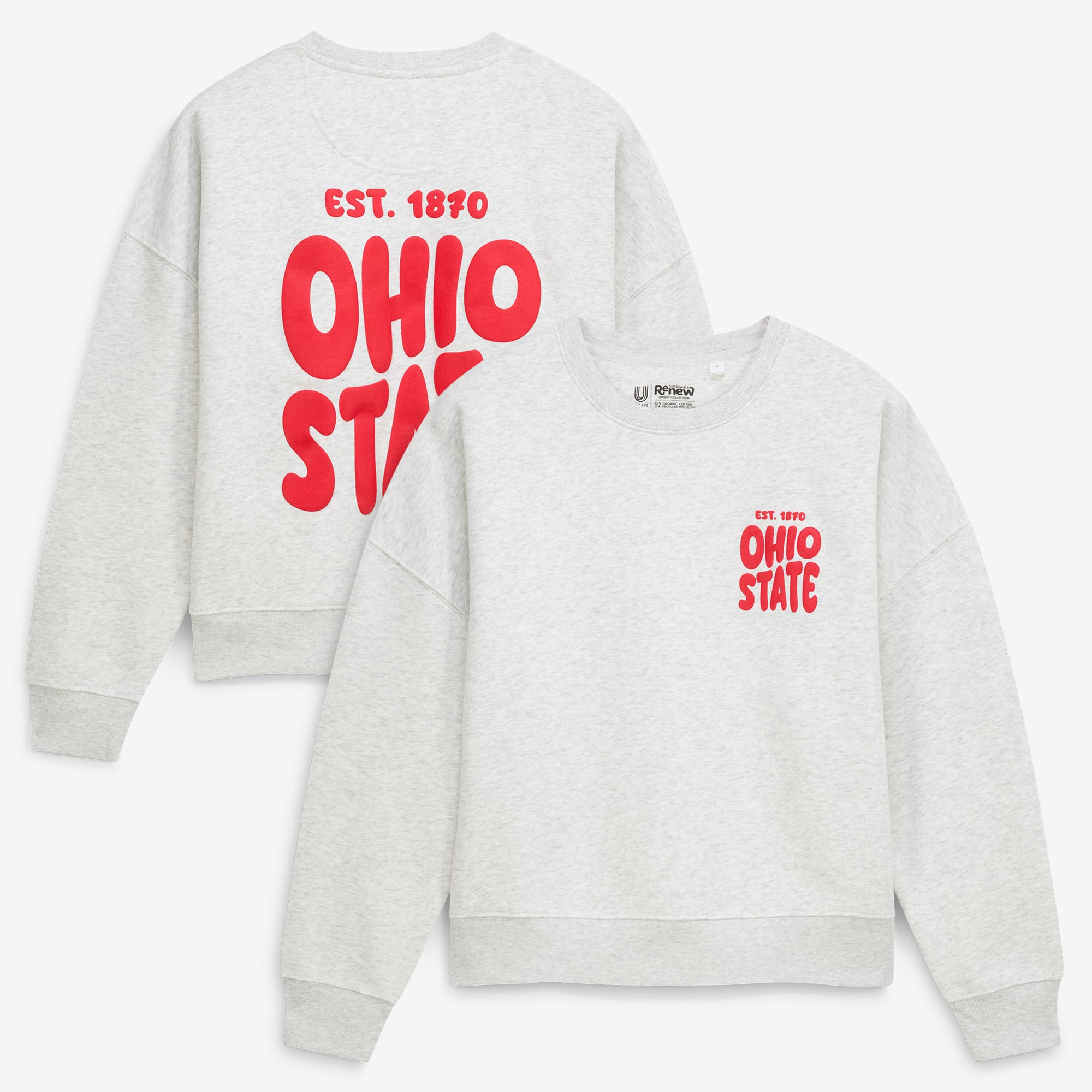Women's Uscape Apparel  Heather Gray Ohio State Buckeyes Cloud Sweatshirt