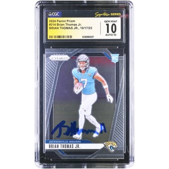 Brian Thomas Jr. Jacksonville Jaguars Autographed 2024 Panini Prizm #314 CGC Fanatics Witnessed Authenticated 10/10 Rookie Card