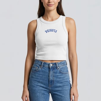 Women's Uscape Apparel White Florida Gators Upside Down Embroidery Ribbed Cropped Tank Top