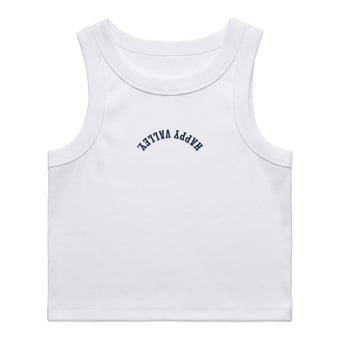 Women's Uscape Apparel White Penn State Nittany Lions Upside Down Embroidery Ribbed Cropped Tank Top